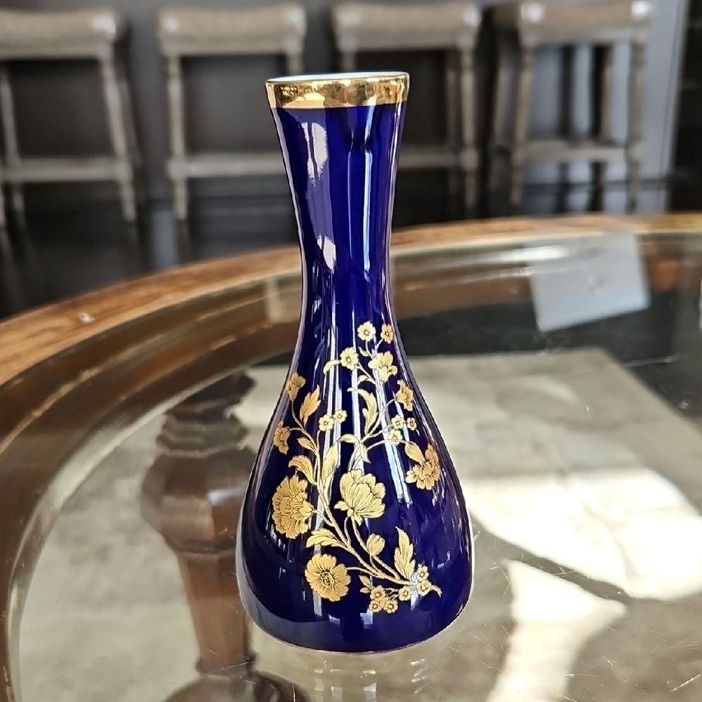 Blue and Gold Bud Vase - Vintage